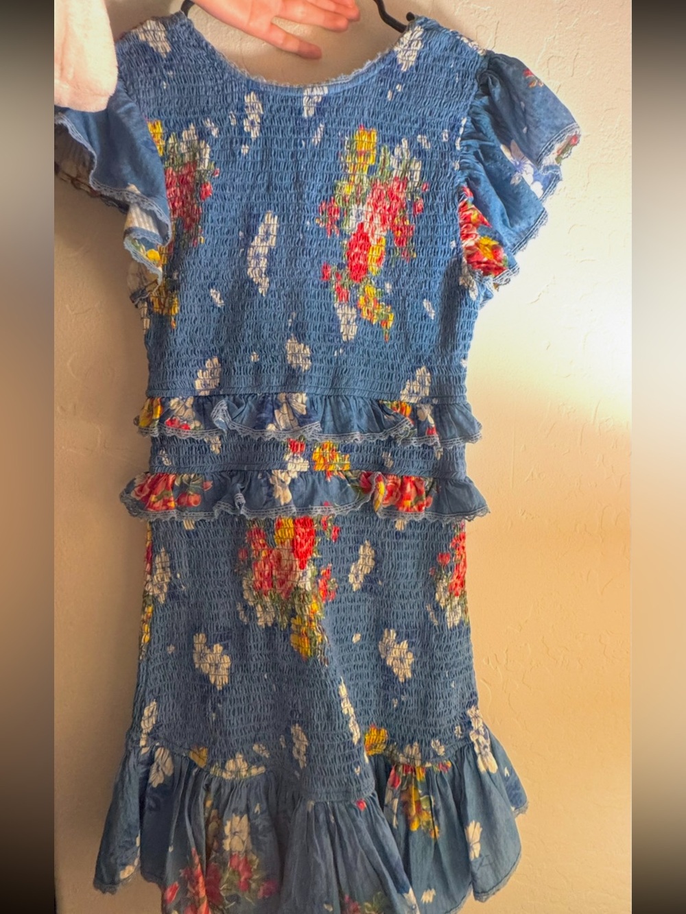 LoveShackFancy Floral Blue Ruffle Dress - Picture 7 of 7